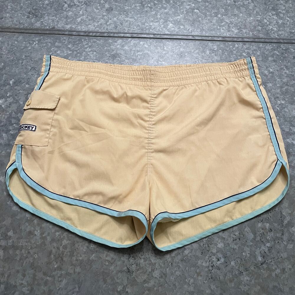 Vintage Jockey Man In Motion Logo Shorts Mens Large XL Tan Brown Retro 70s 80s